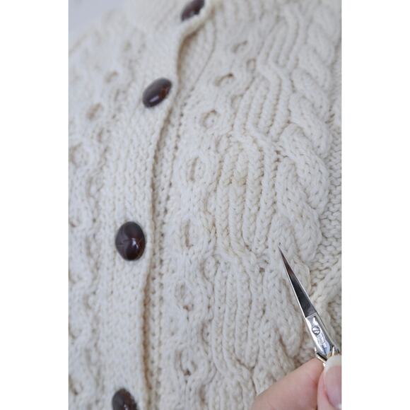 Vintage Handknit Cable Hand Knit Cardigan Sweater Carrick On Suir Ireland - Picture 9 of 14